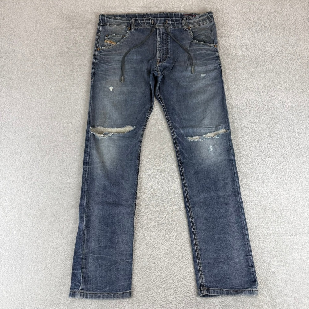 Diesel Krooley NE Denim Sweat Pants Mens 32x31 Blue Jeans Distressed Stretch